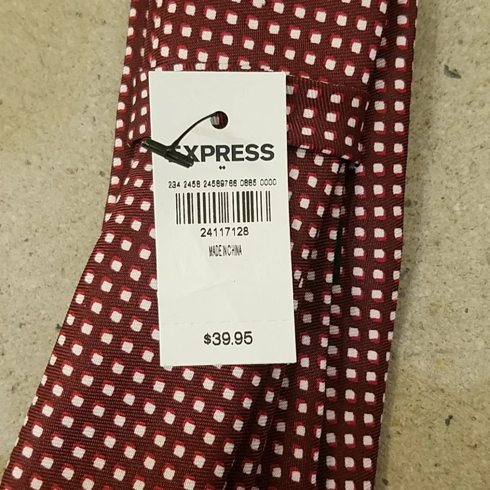 Express Men red with white block print tie